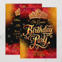 Queen Princess Birthday Gold Orange Red Party