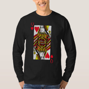 Queen Red Hearts Costume Blackjack Cards Poker 21 T-Shirt