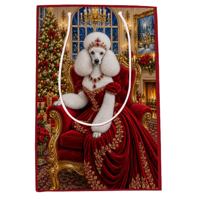 Queen Ruby Poodle ,Holiday   Medium Gift Bag (Front)