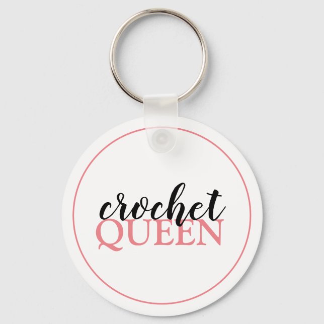 Queen Script Crochet Key Ring (Front)