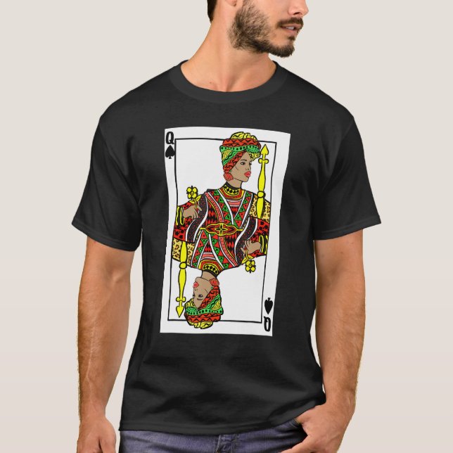 Queen Spades African American Card Black History M T-Shirt (Front)