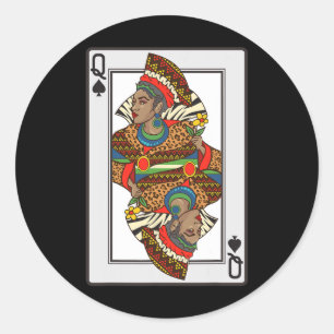Queen Spades African American Card Halloween Gift Classic Round Sticker
