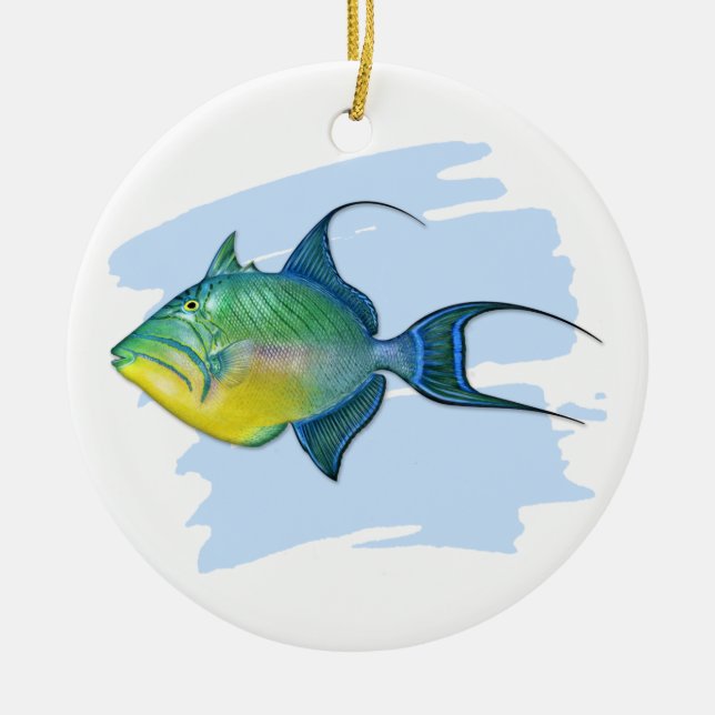 Queen Triggerfish Ceramic Ornament (Front)