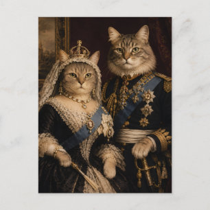 Queen Victoria and Prince Albert Cats Portrait  Postcard
