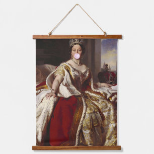 Queen Victoria blowing a pink bubble gum Hanging Tapestry