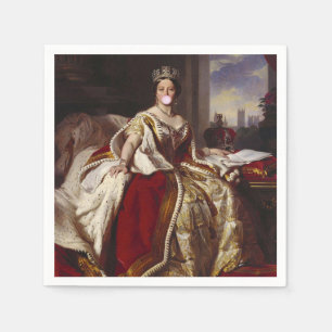 QUEEN VICTORIA BLOWING A PINK BUBBLE GUM   NAPKIN