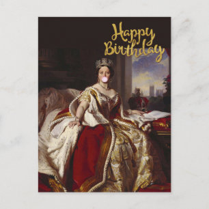 QUEEN VICTORIA BLOWING A PINK BUBBLE GUM POSTCARD