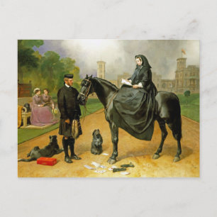 Queen Victoria on horse sidesaddle & John Brown Postcard