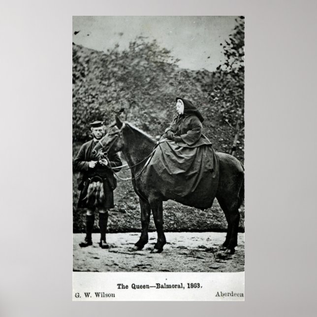 Queen Victoria  on horseback at Balmoral , 1863 Poster (Front)