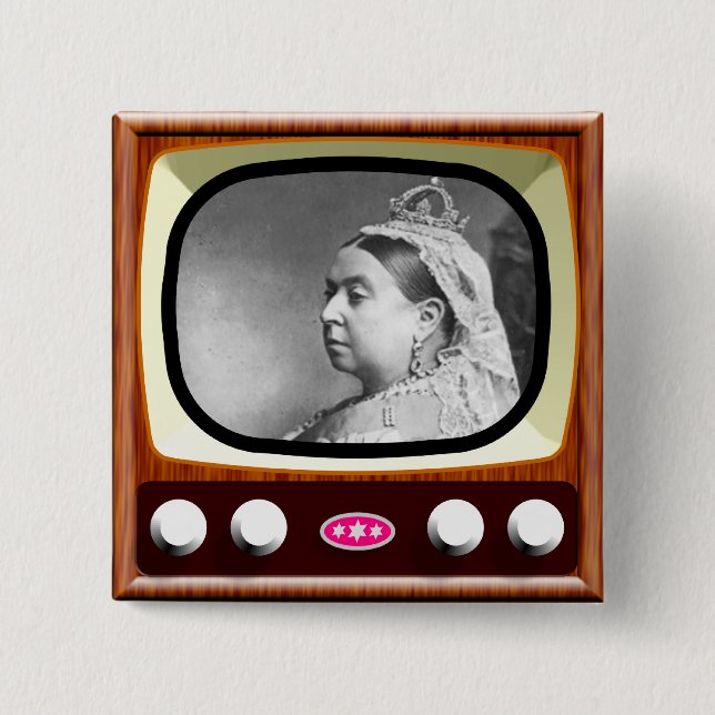 Queen Victoria on Retro TV 15 Cm Square Badge (Front)