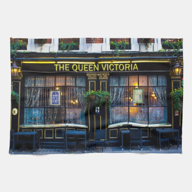 Queen Victoria Pub Tea Towel (Horizontal)