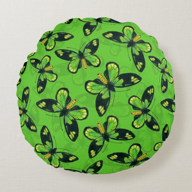 Queen Victoria' s birdwing butterfly Round Cushion (Front)