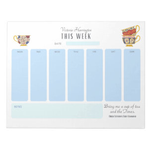 Queen Victoria Tea Personalised Week at a Glance Notepad