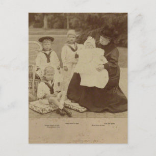 Queen Victoria with 'York' grandchildren ca. 1900 Postcard