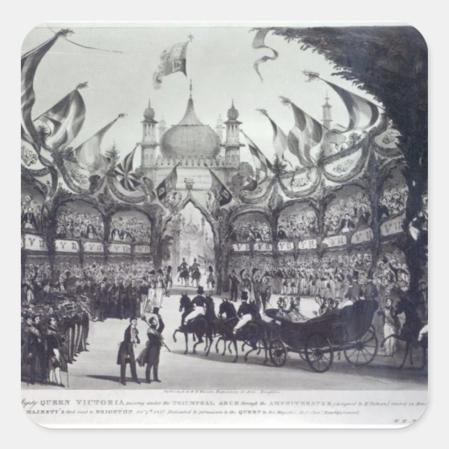 Queen Victoria's first visit to Brighton Square Sticker (Front)