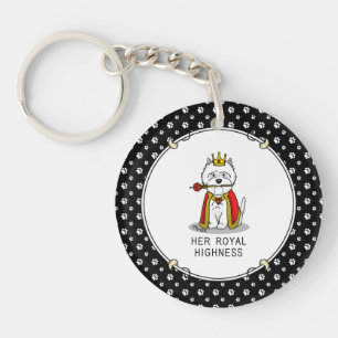 Queen Westie Dog West Highland White Terrier Key Ring