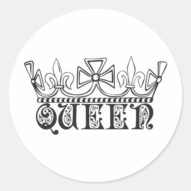 Queen with a crown classic round sticker (Front)