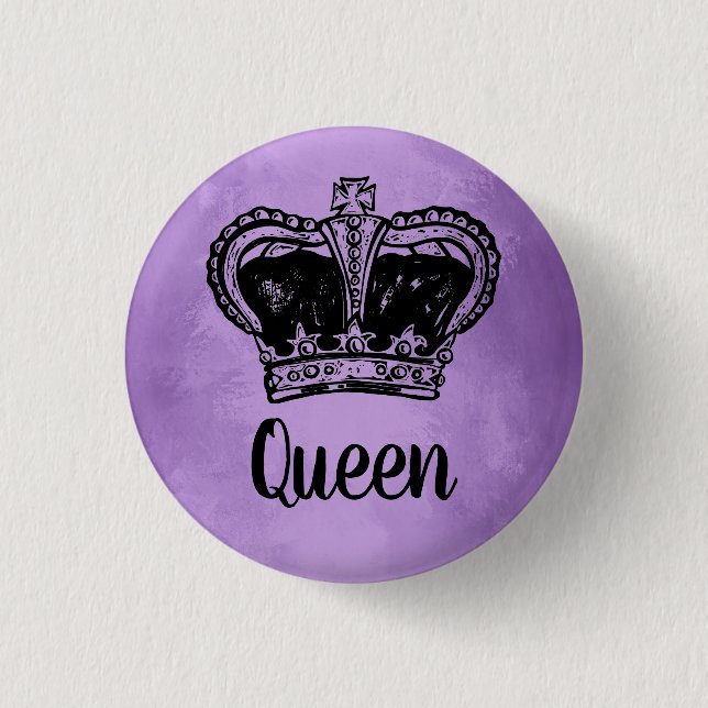 Queen with Crown 3 Cm Round Badge (Front)