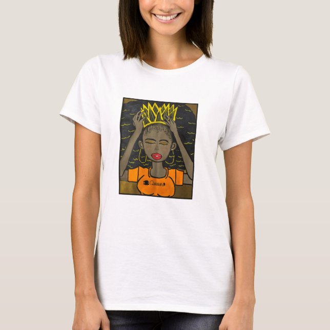 Queen With Crown Afro #queen T-Shirt (Front)
