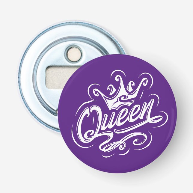 Queen With Crown, Typography Design Bottle Opener (Front)
