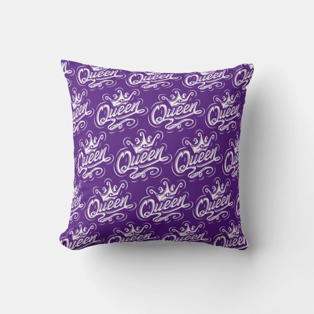 Queen With Crown, Typography Design Cushion (Front)