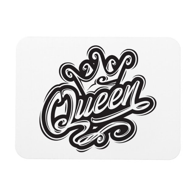Queen With Crown, Typography Design Magnet (Horizontal)