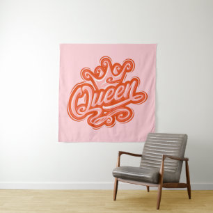 Queen With Crown, Typography Design Tapestry