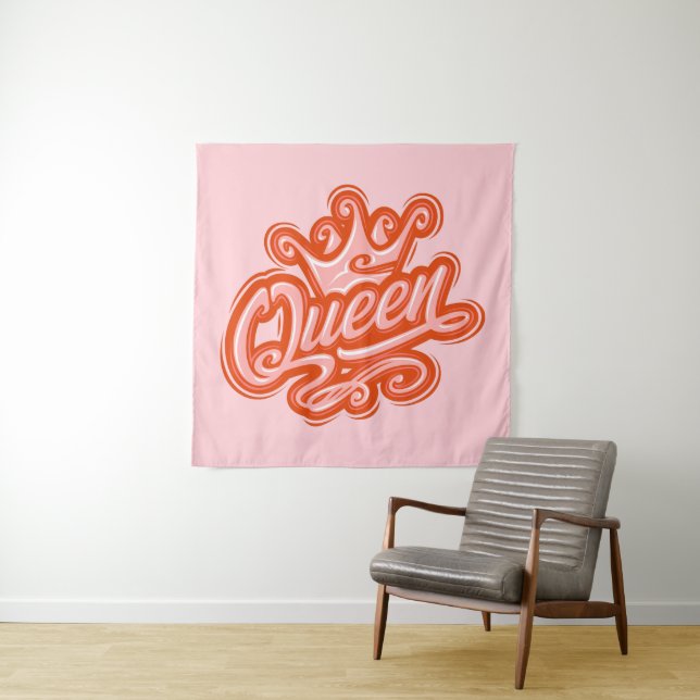 Queen With Crown, Typography Design Tapestry (In Situ)