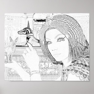 Queen with Pet Colouring Page Poster