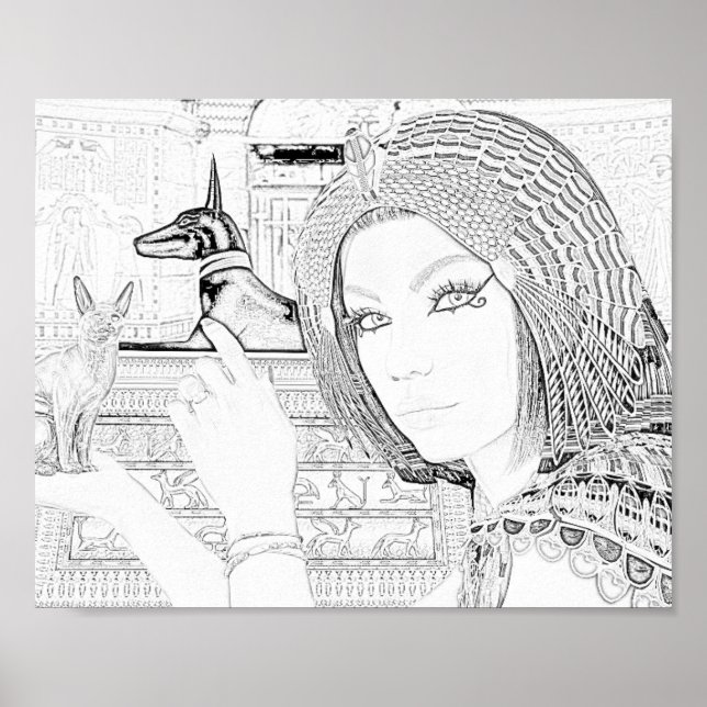 Queen with Pet Colouring Page  Poster (Front)