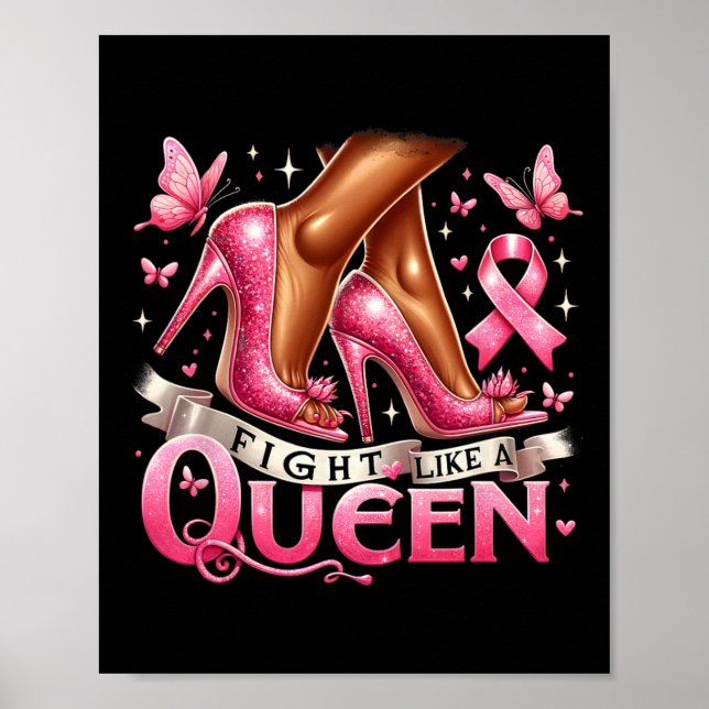 Queen Woman Fight Like A Queen Breast Cancer Aware Poster (Front)