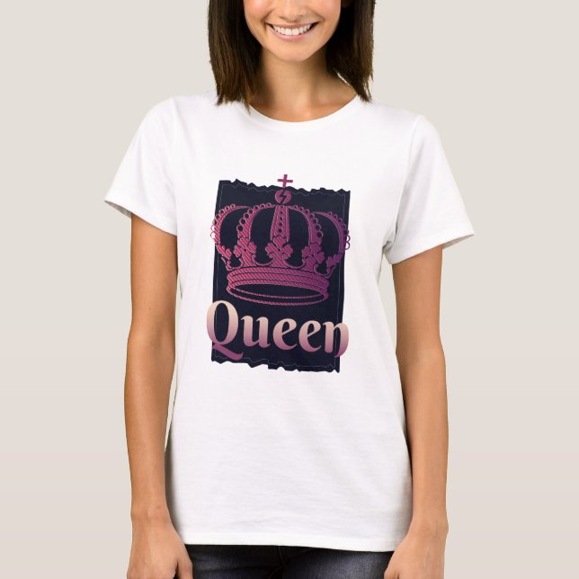 Queen Women Crown Girls Queens Birthday Gift T-Shirt (Front)