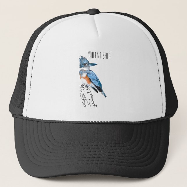 Queenfisher (Belted Kingfisher) Trucker Hat (Front)