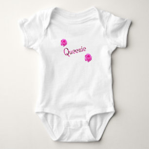 Queenie, Name, With Pink Roses, Baby Bodysuit