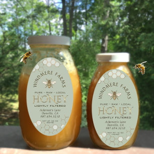 Queenline Honey Label 16/32oz Honeycomb Bee Sage