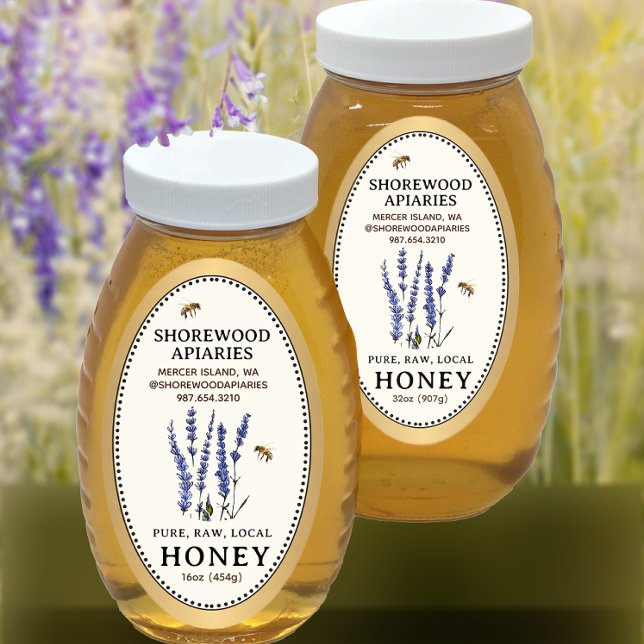 Queenline Oval Honey Gold Border Bees Lavender    Oval Sticker (Creator Uploaded)