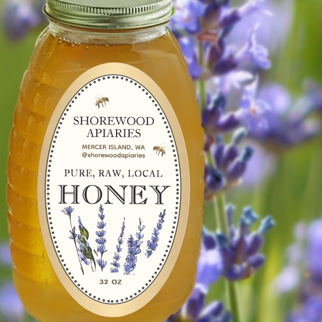 Queenline Oval Honey Gold Border Bees Lavender Oval Sticker (Creator Uploaded)
