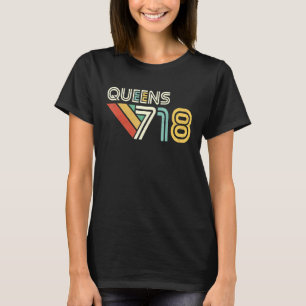 Queens 718 New York City State Vintage Queens Area T-Shirt