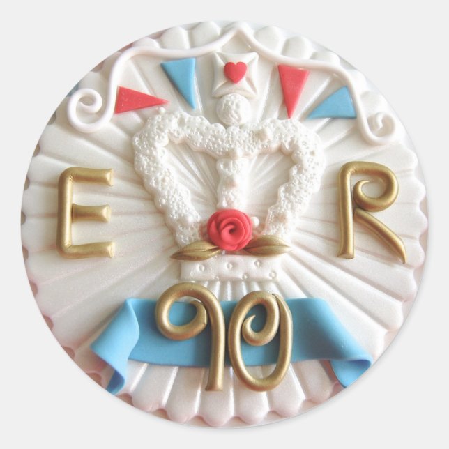 Queen's 90th Birthday Round Stickers (Front)