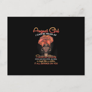 Queens Are Born In August Birthday Black Women Announcement Postcard