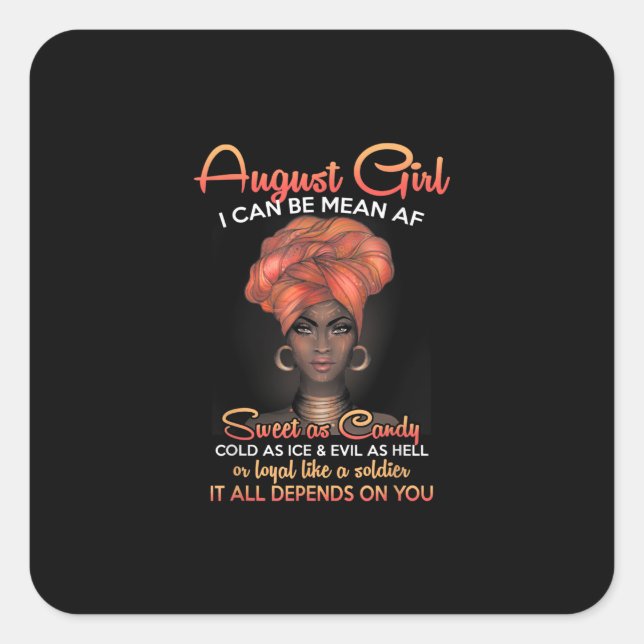 Queens Are Born In August Birthday Black Women Square Sticker (Front)