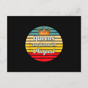 Queens are born in August Birthday Retro Vintage Postcard