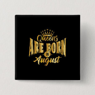 Queens Are Born In August Black Afro Woman Bday 15 Cm Square Badge