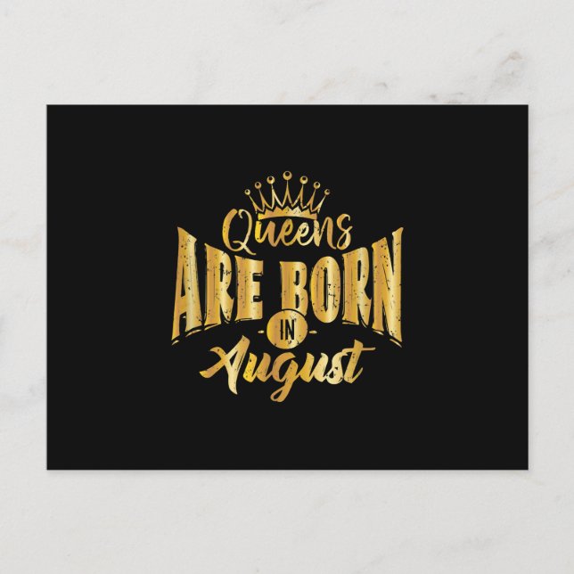 Queens Are Born In August Black Afro Woman Bday Announcement Postcard (Front)