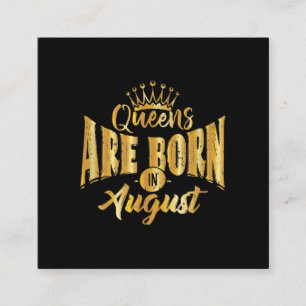 Queens Are Born In August Black Afro Woman Bday Square Business Card