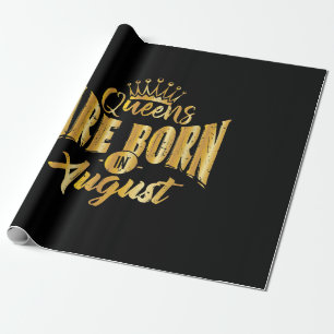 Queens Are Born In August Black Afro Woman Bday Wrapping Paper