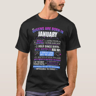 Queens Are Born In January Happy Birthday To Me Ja T-Shirt
