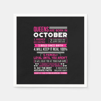 Queens Are Born In October | Birthday Gift Napkin