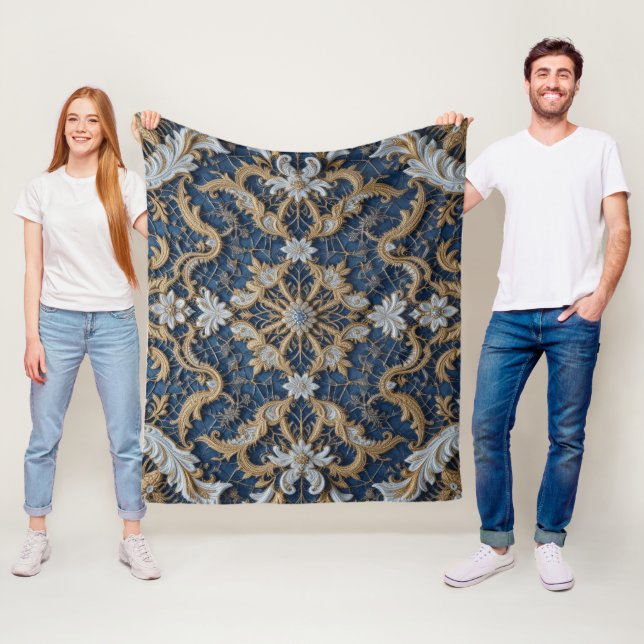 Queen's Bluish Embrace Fleece Blanket (In Situ)