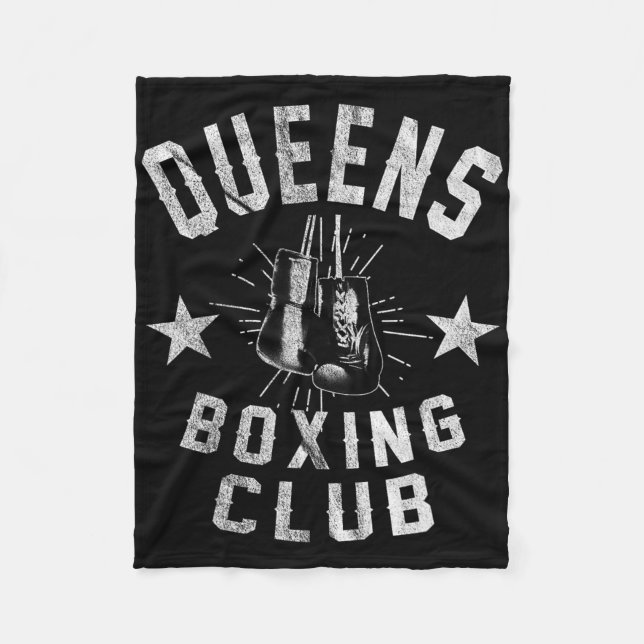 Queens Boxing Club - Vintage Distressed Boxer  Fleece Blanket (Front)
